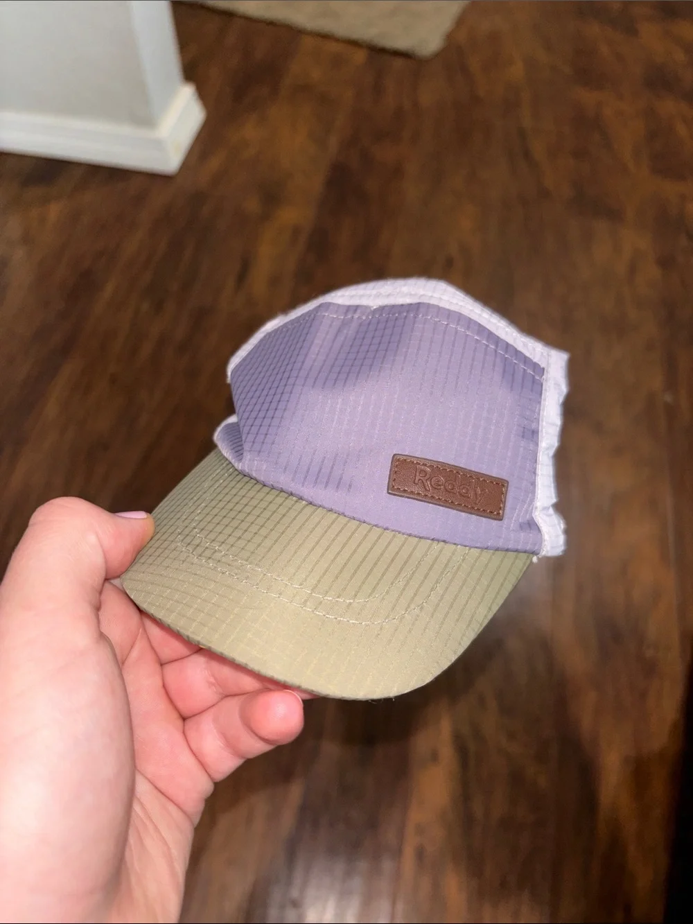 Dog Lavender and Olive Trucker Hat with Leather Patch